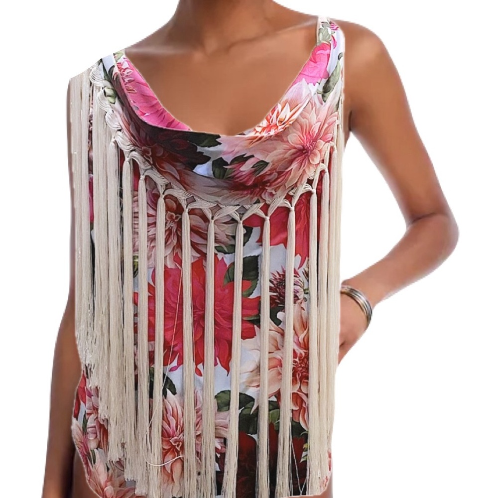 Oscar de la Renta DAHLIA SILK TWILL FRINGE DETAIL BLOUSE